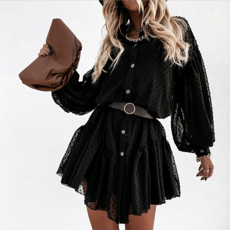 Women's Puff Sleeve Shirt Dress