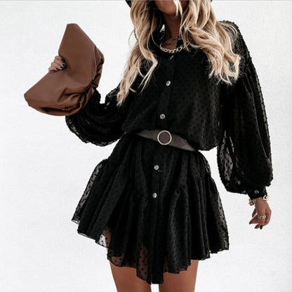 Women's Puff Sleeve Shirt Dress