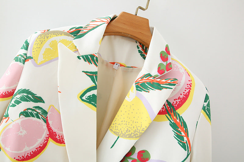 Fruit Print Suit Jacket
