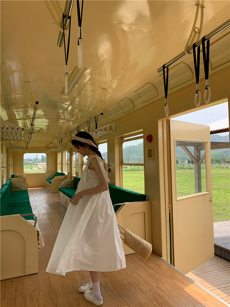 Girls Bow-Knot Suspender Dress