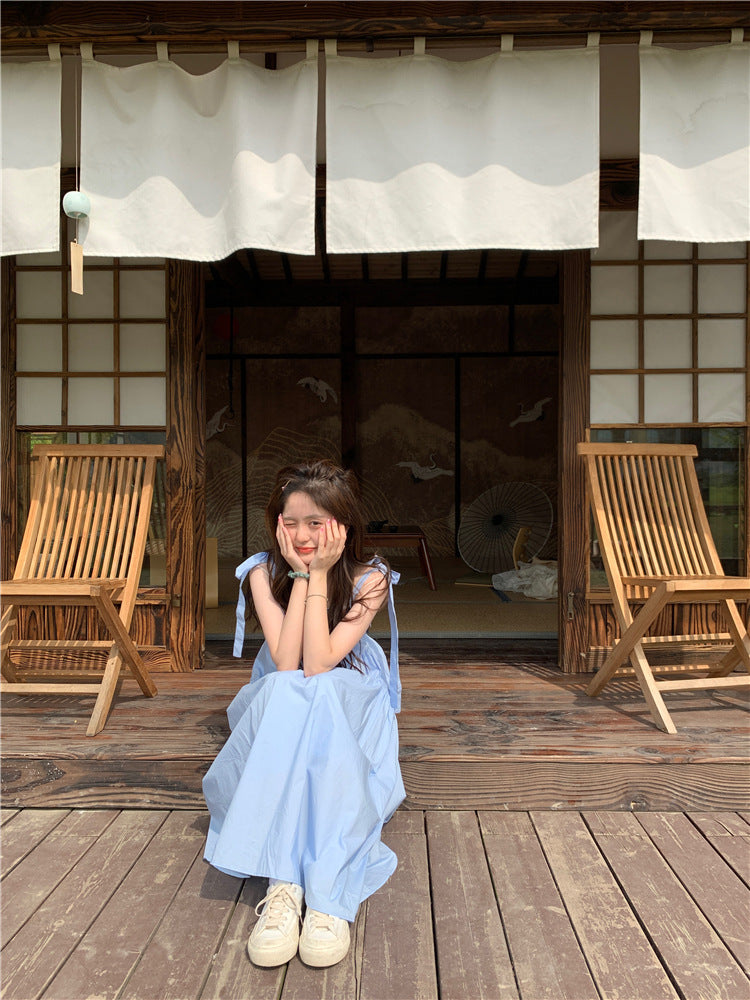 Girls Bow-Knot Suspender Dress