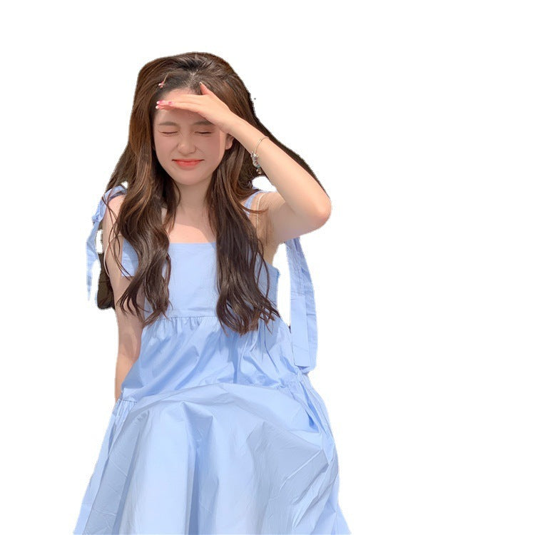 Girls Bow-Knot Suspender Dress