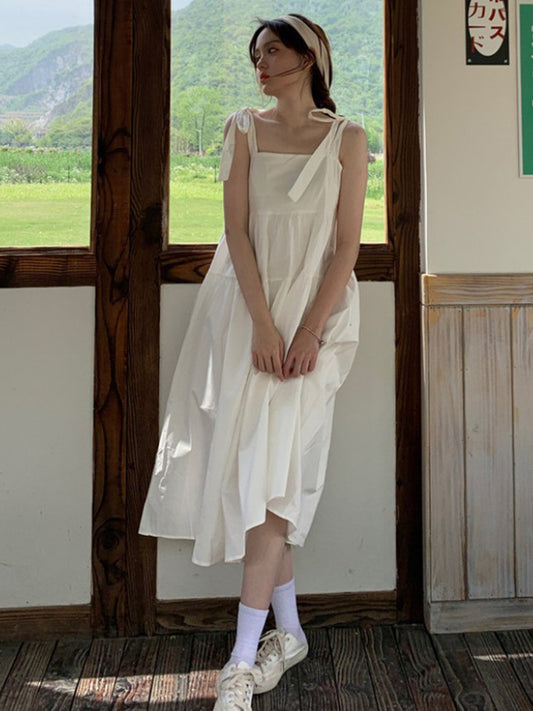 Girls Bow-Knot Suspender Dress