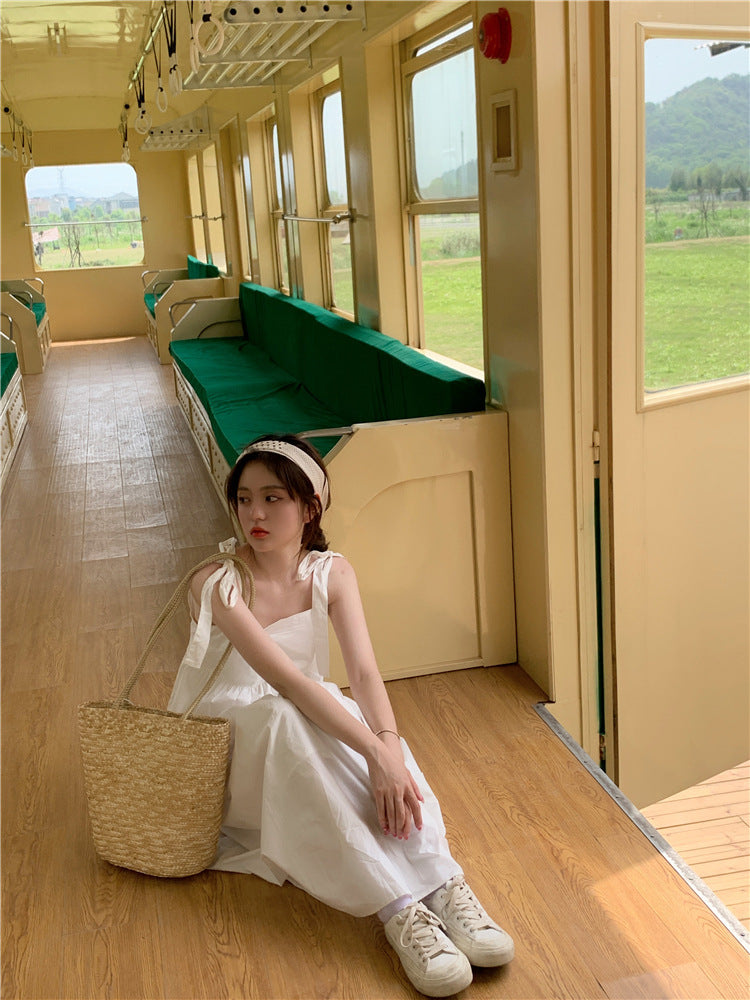 Girls Bow-Knot Suspender Dress