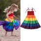 Girls Rainbow Suspender Dress