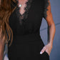 V-neck Lace Trim Stitching  Jumpsuit