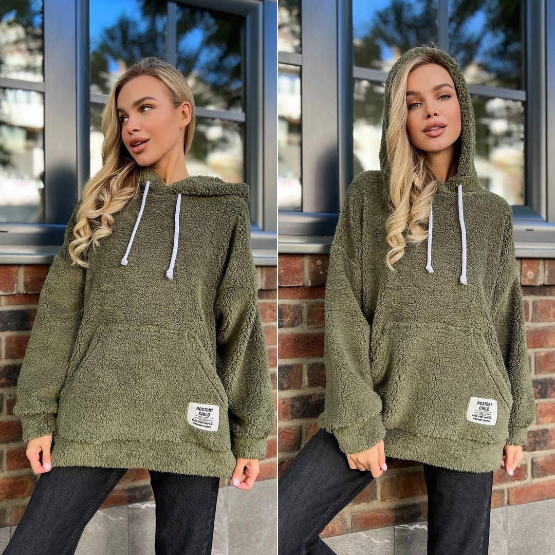Loose Long-Sleeved Pullover Hoodie For Women