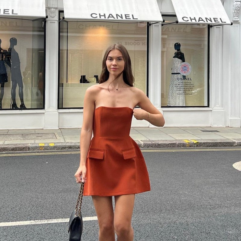 Women's Sleeveless Bandeau Fitted Dress