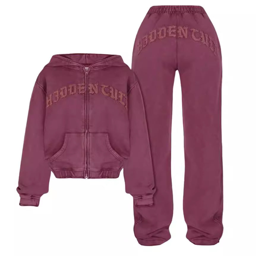2 Piece Cropped Hooded Sweatsuit
