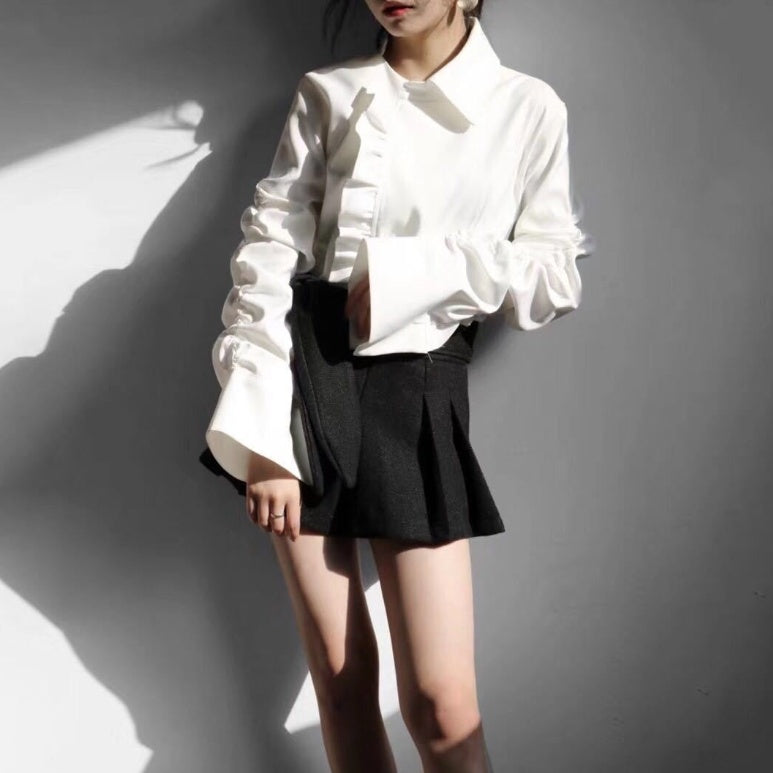 Women's Asymmetrical Pleated Shirt