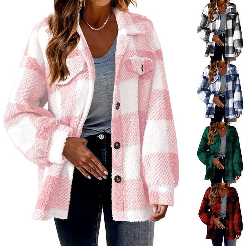 Women's Button Plush Coat