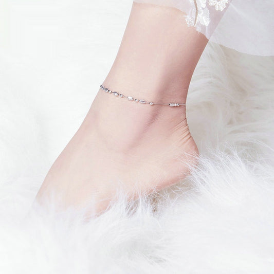 Sterling Silver Fashion White Gold Plated Anklet