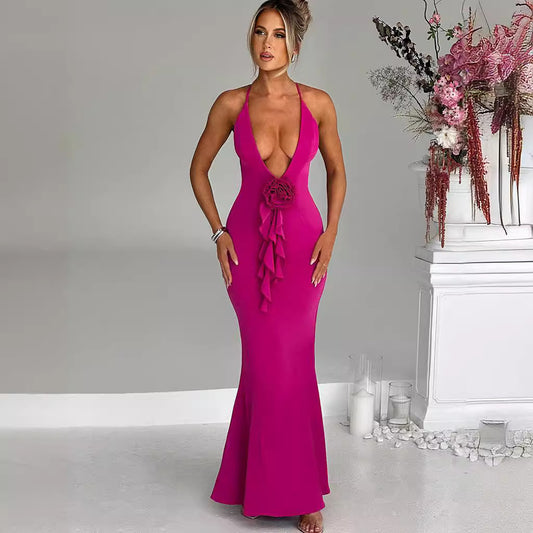 La Belle Low-cut Halter Dress