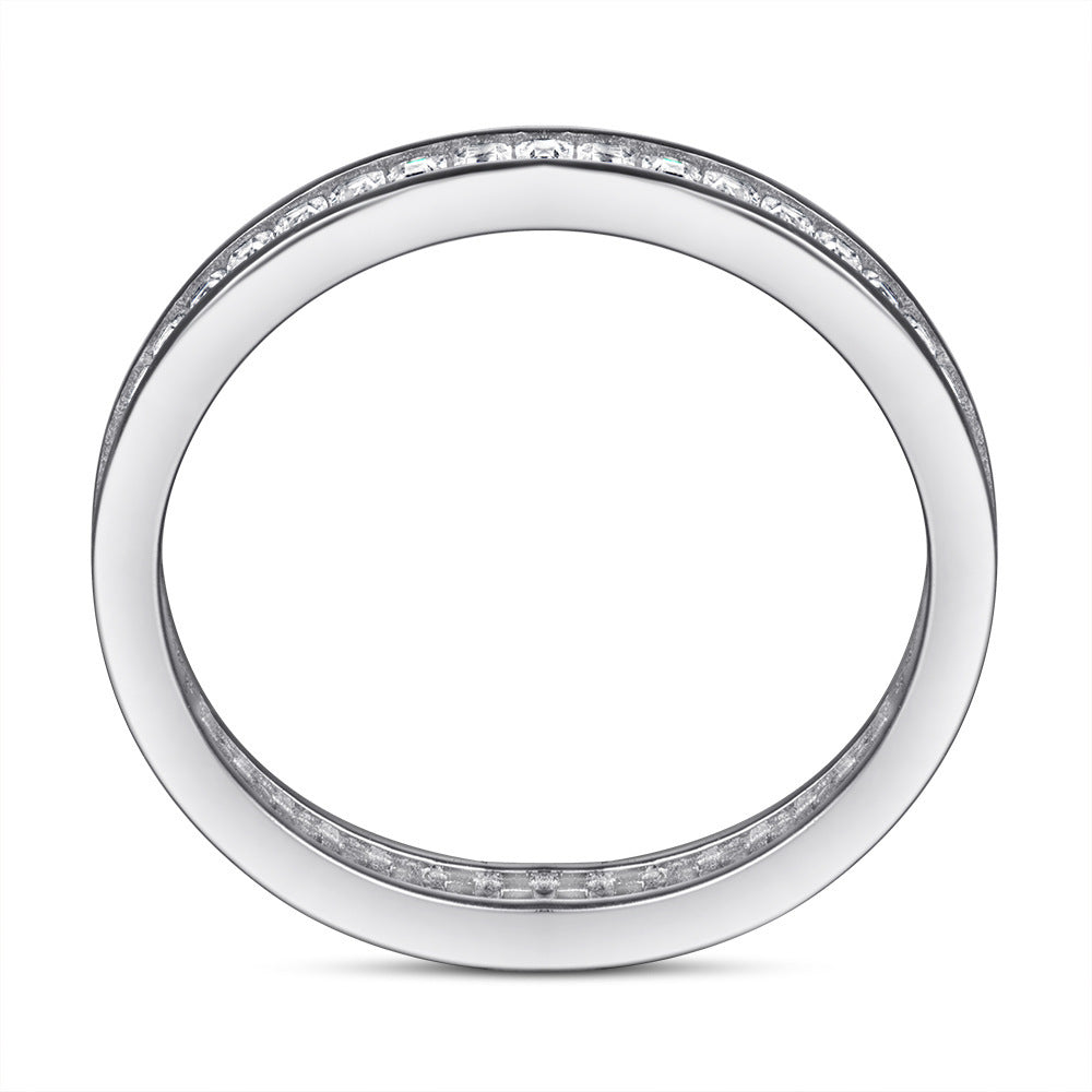 Sterling Silver Diamond-studded Ring