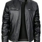 Stand-Up Collar Leather Jacket