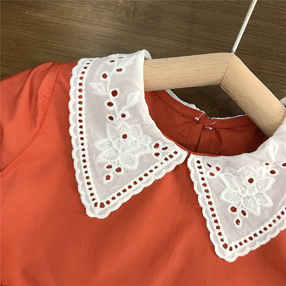 Girls' Lace Collar Cotton Dress