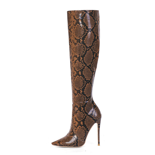 Snake Knee High Boots