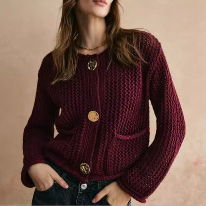 Fashion Round Neck High-Grade Thick Cardigan For Women