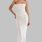 Off-The-Shoulder Slimming Fishbone Silk Gown | Ajanka Inc.