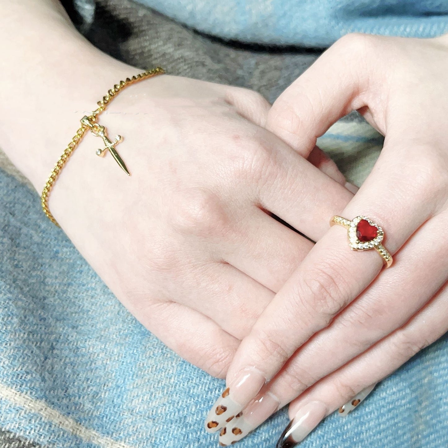 Ruby Bracelet Heart Set