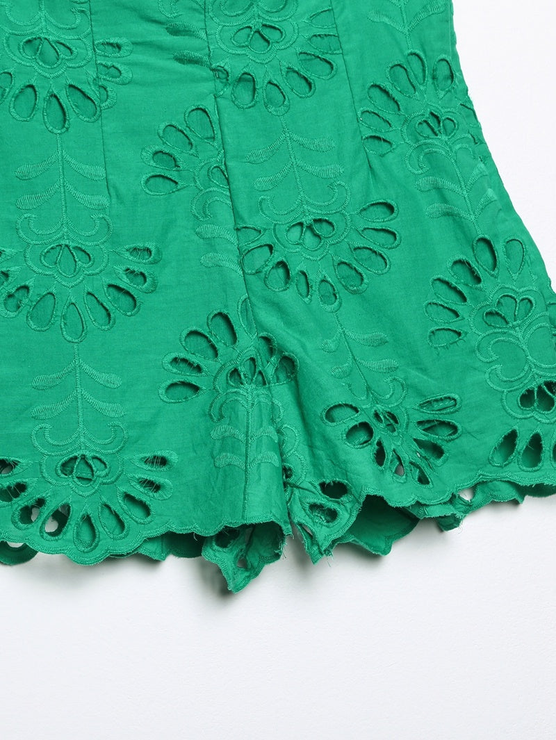 Women's Cut Out Embroidered Shorts