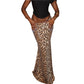 Leopard Print Sequin Stretch Skirt