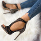 Lace Zipper Stiletto Heel Sandals