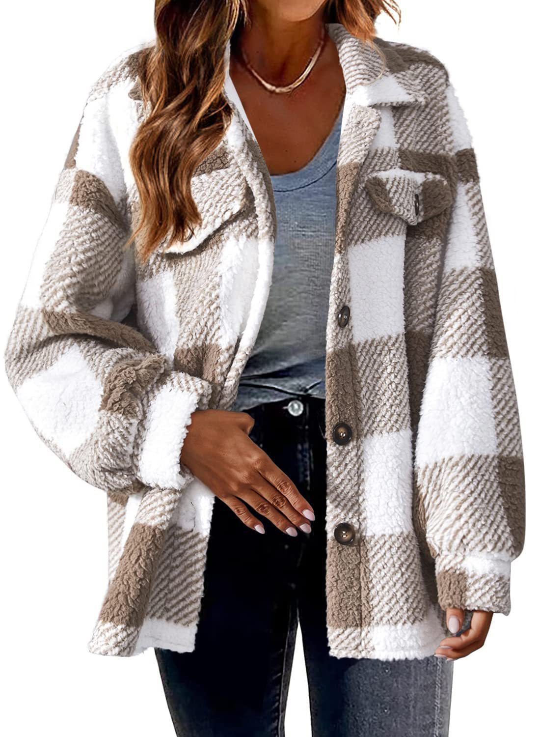 Women's Button Plush Coat