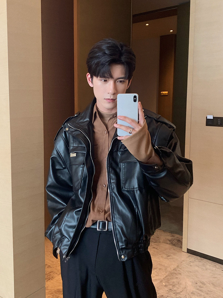 Men's Biker Faux Leather Jacket