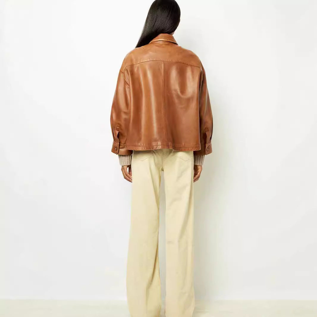 PU Leather 1/2 Coat For Women