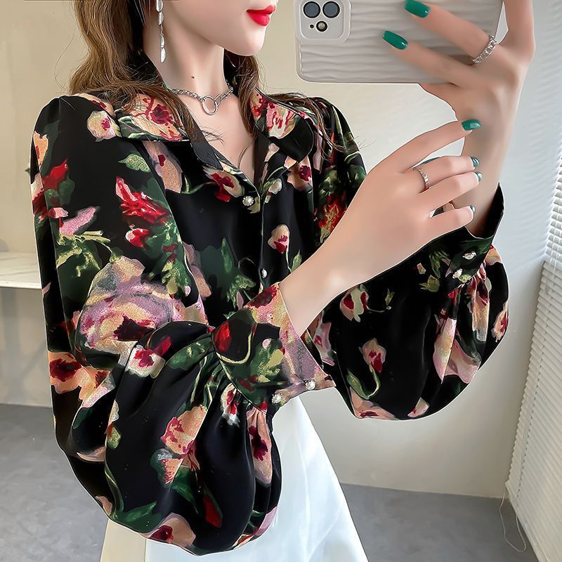 Lantern Sleeve Chiffon Shirt