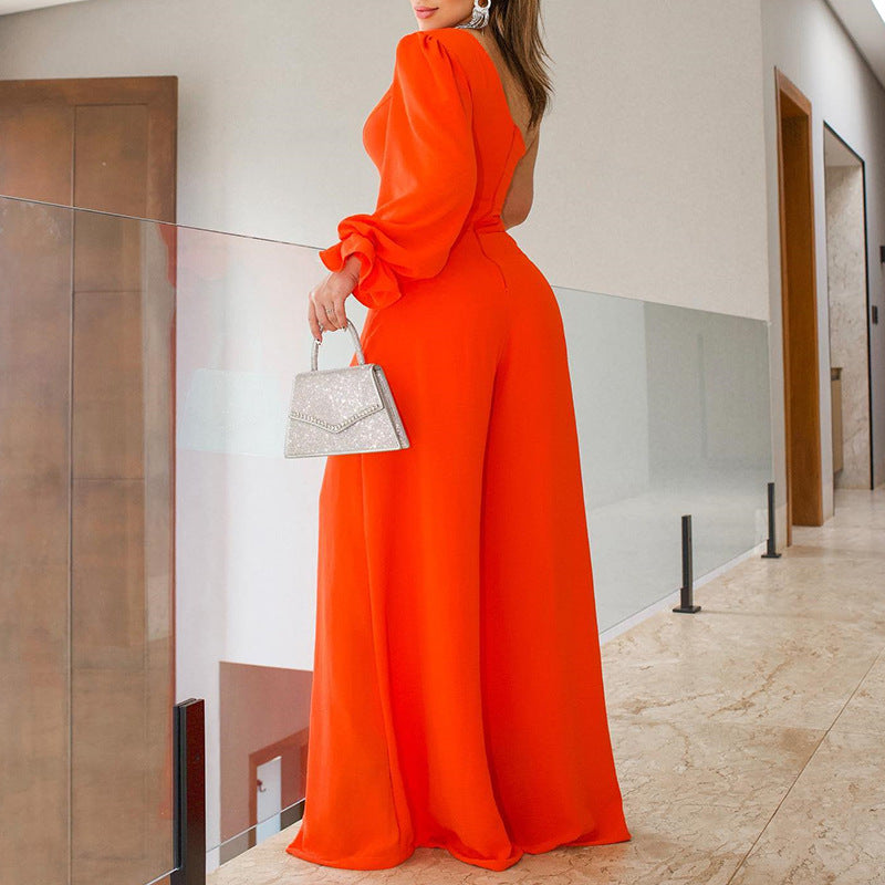 Women's Petal Sleeve Wide Leg Jumpsuit