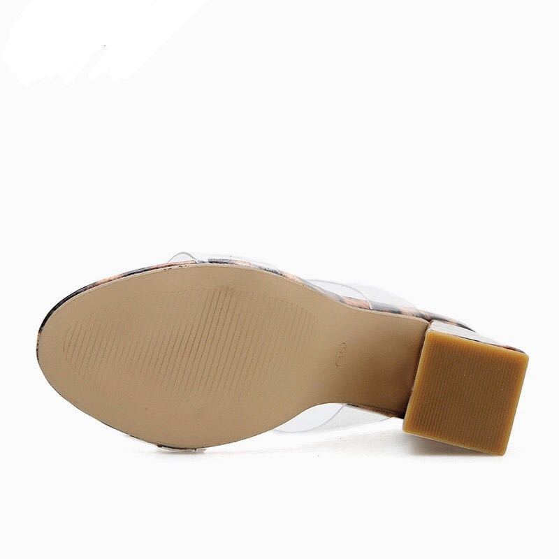 High Heels Leopard Slides