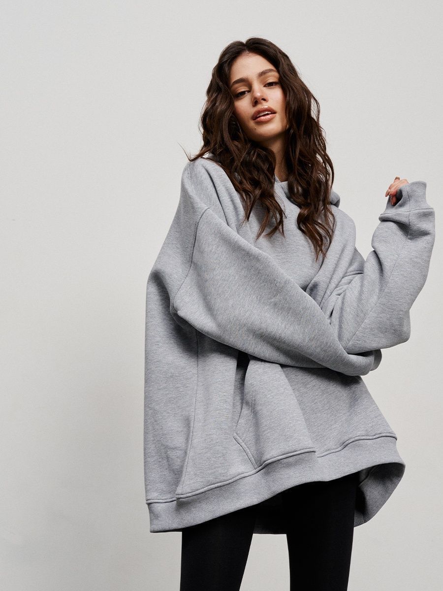 Street Style Polar Fleece Loose Pockets Hoodie For Women