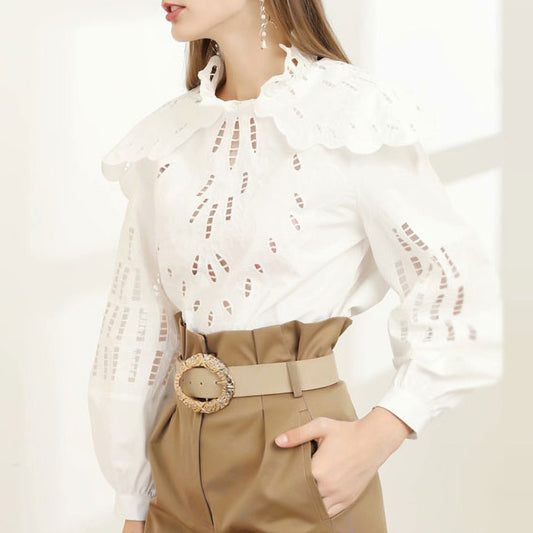 Stand-Collar Cutout Shirt