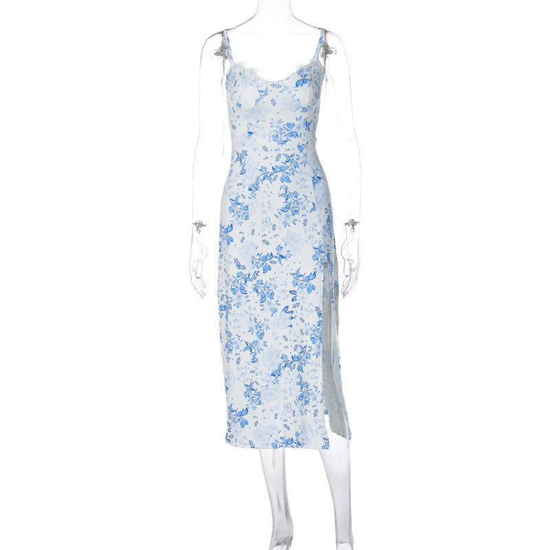 Lace Floral Mid Calf Dress