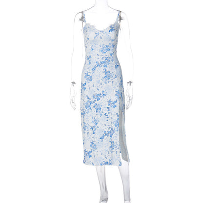 Lace Floral Mid Calf Dress