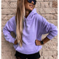 Long Sleeve Solid Color Pullover Hoodie For Women