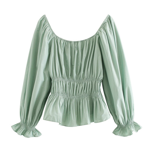 Square Neck Puff Sleeve Shirt