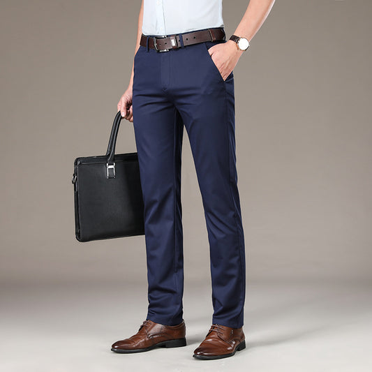 Men's Stretch Silk Straight Slacks