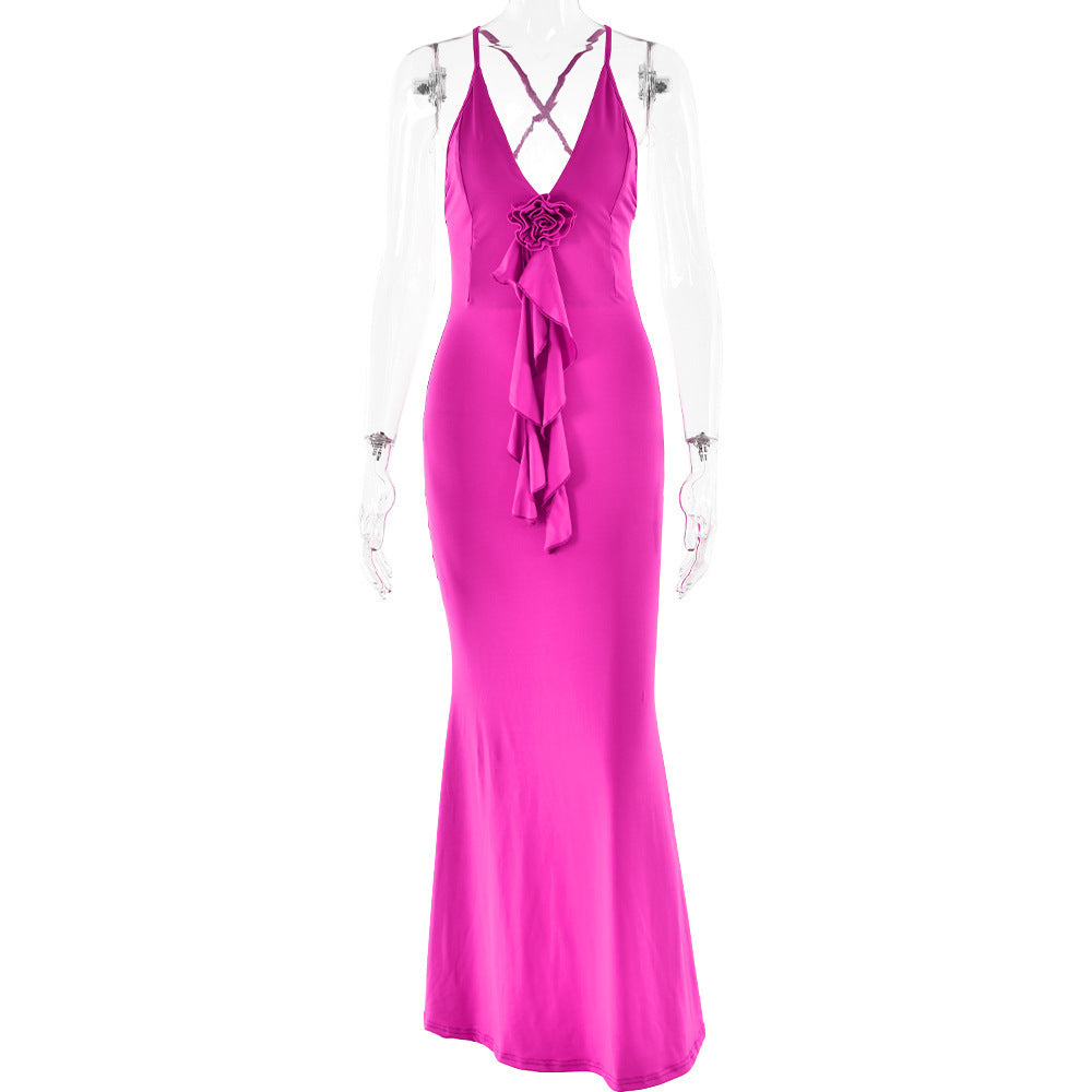 La Belle Low-cut Halter Dress