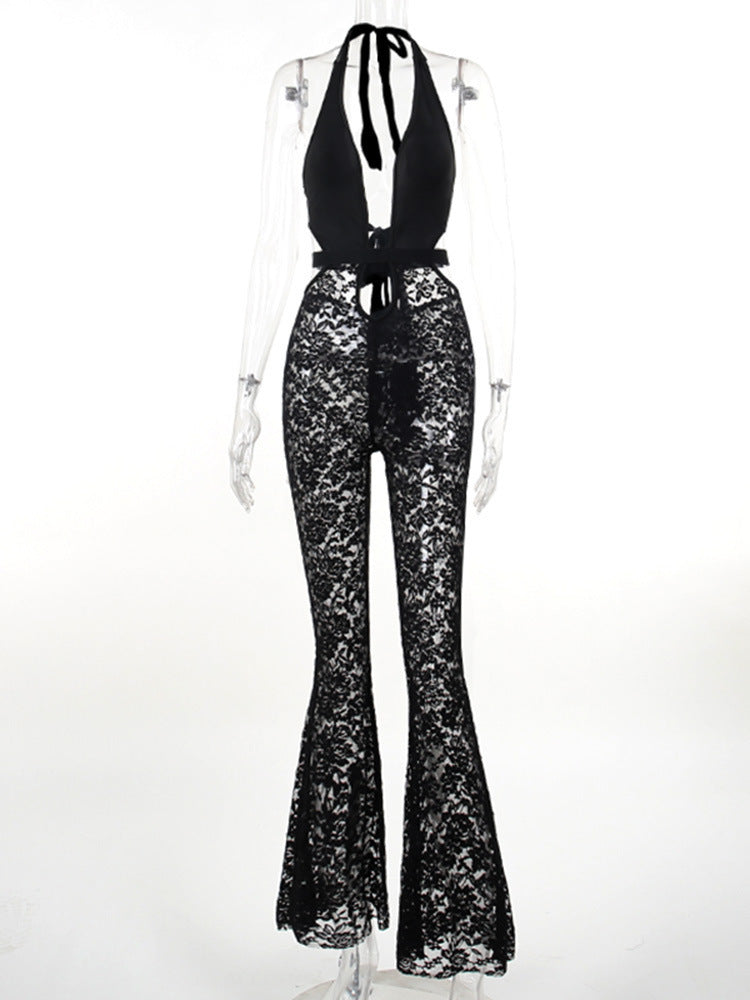 Extremely Lowcut Lace Jumpsuit