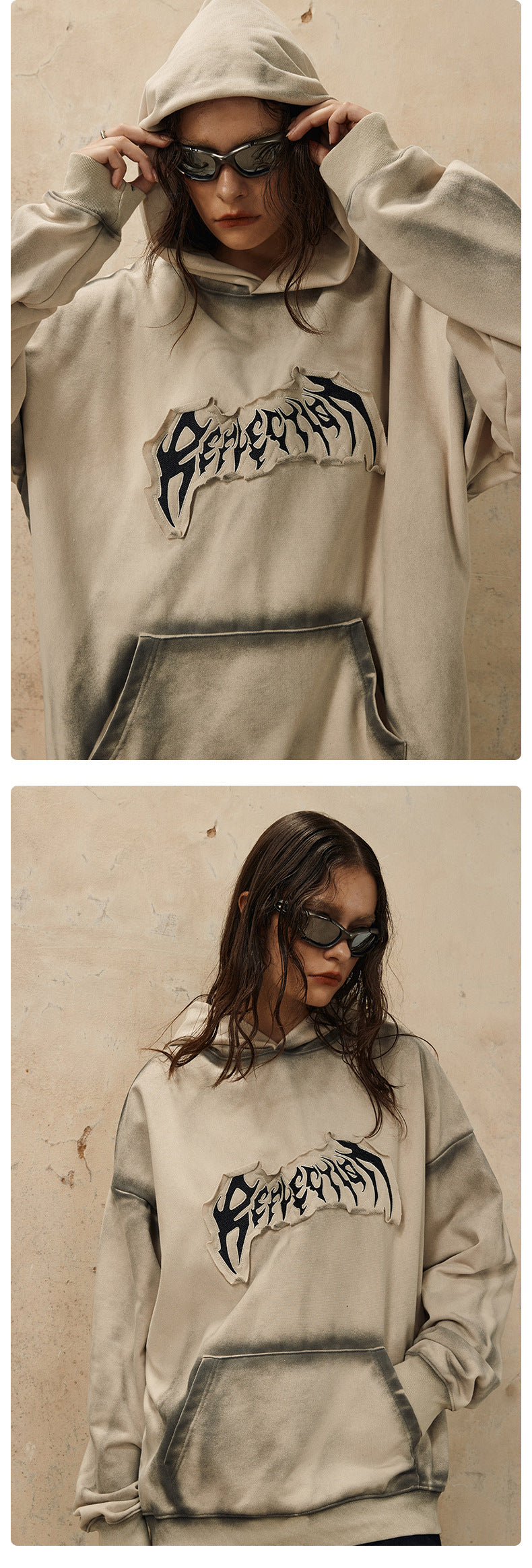 American Embroidered Frayed Halloween Hoodie For Women