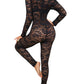 Lace Jacquard See-through Jumpsuit