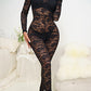 Lace Jacquard See-through Jumpsuit
