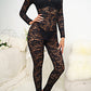 Lace Jacquard See-through Jumpsuit