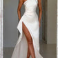 Women's Satin One-shoulder Split Dress