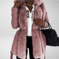 Fur Belt Hooded Zipper Jacket