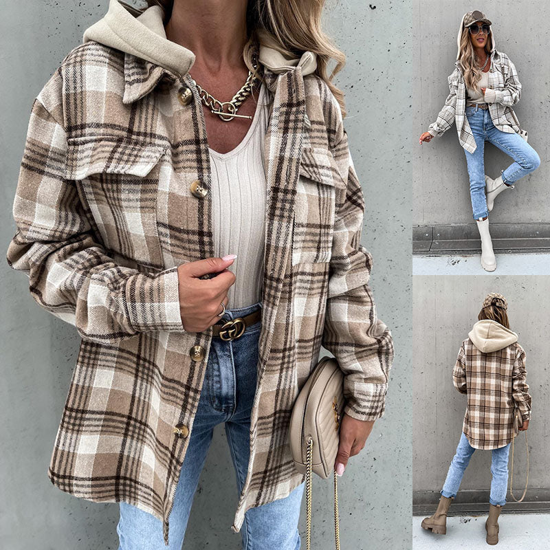 Women's Woolen Plaid Jacket