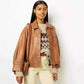 PU Leather 1/2 Coat For Women